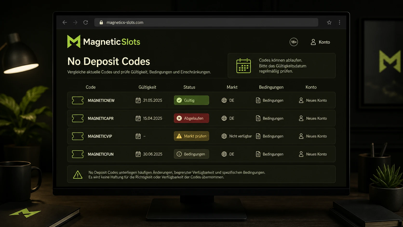 No Deposit Codes und Code-Listen