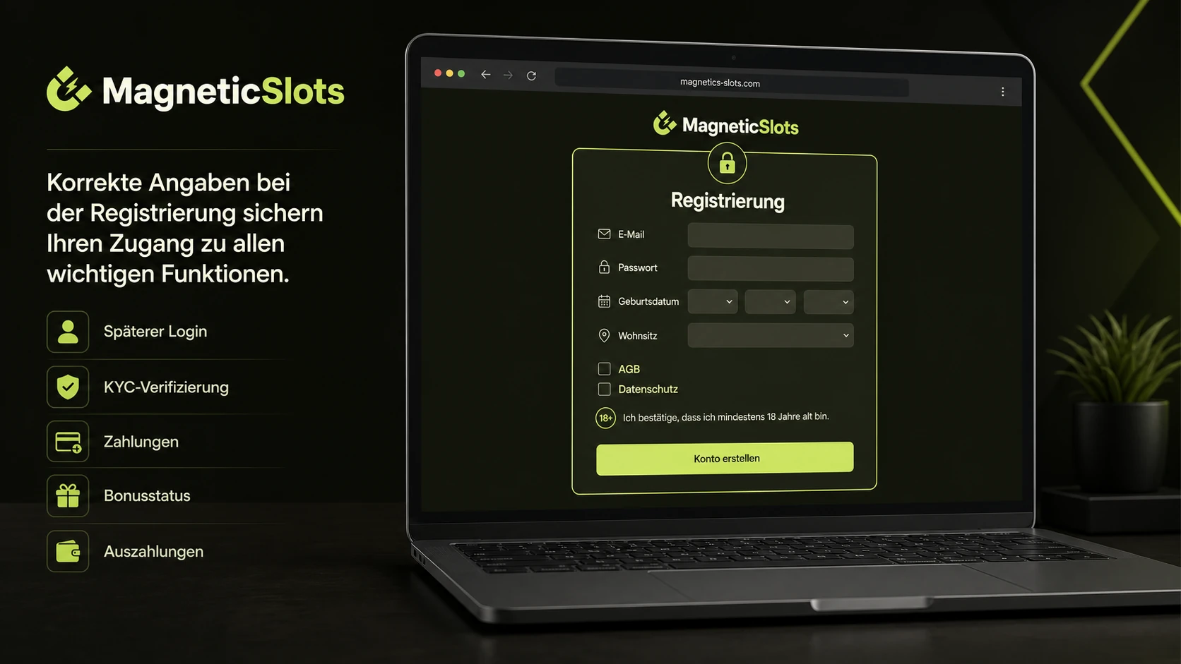 MagneticSlots Registrierung: Konto erstellen